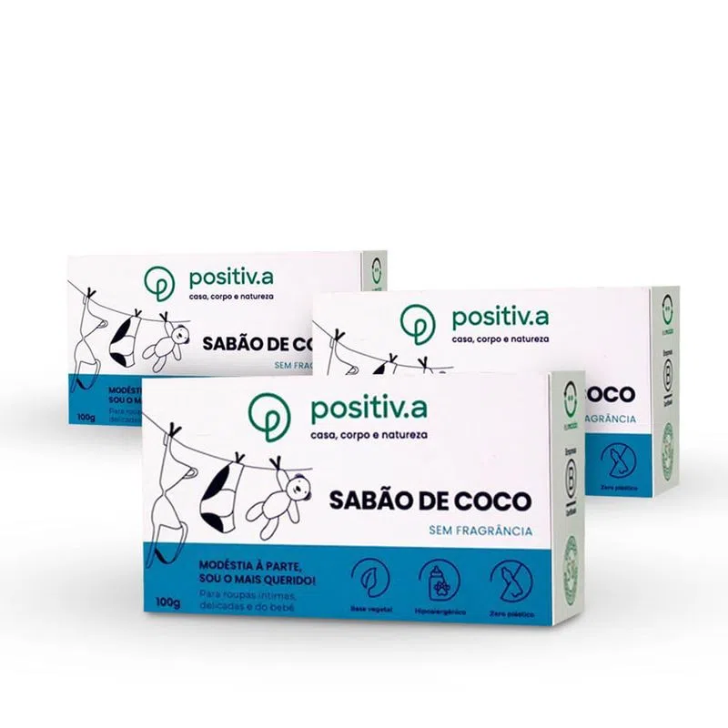 Kit 3 Sabão de Coco em Barra (100g Cada)