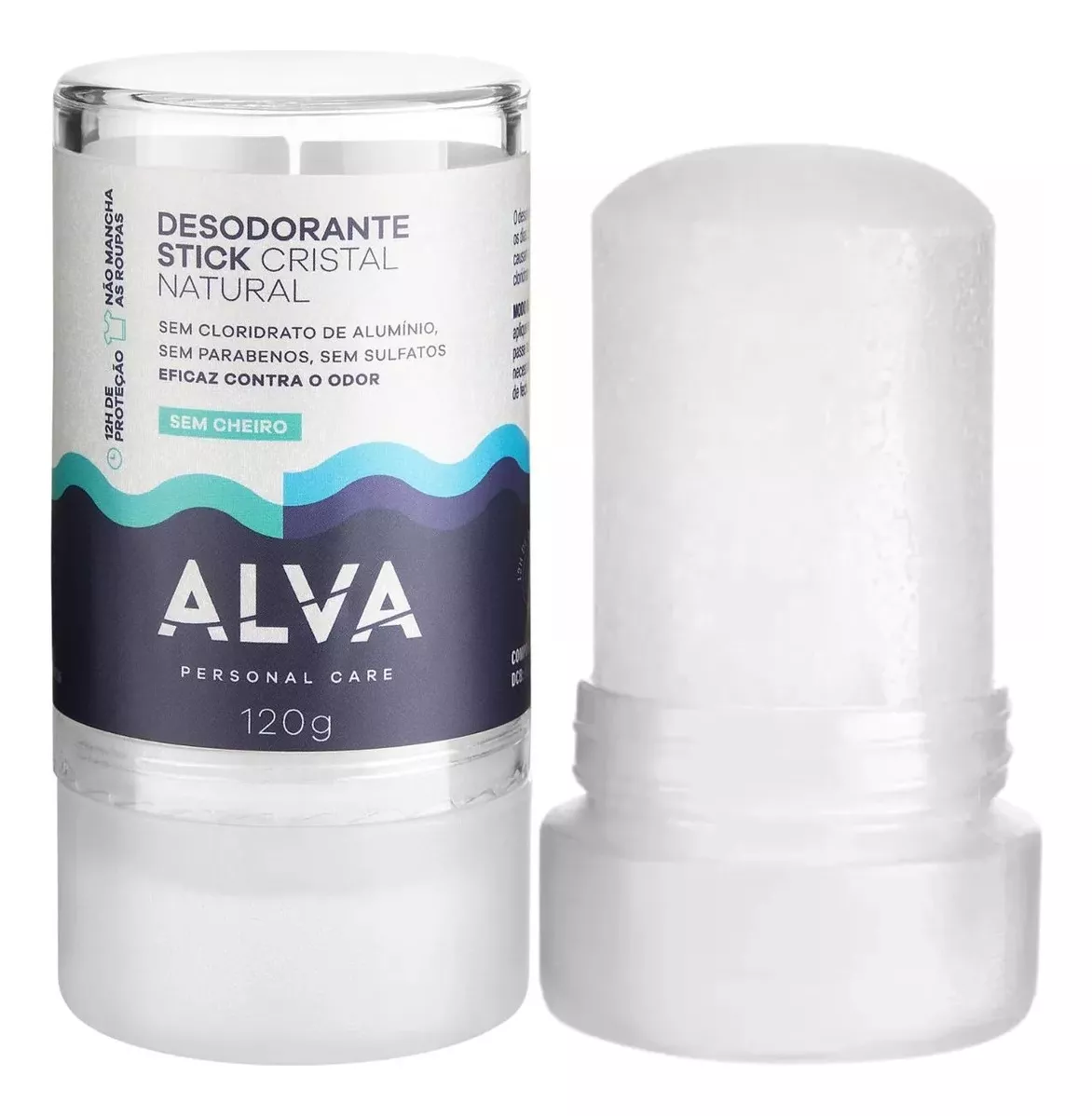 Desodorante Alva Stick Cristal Natural sem alumínio sem perfume 120g - Image 2