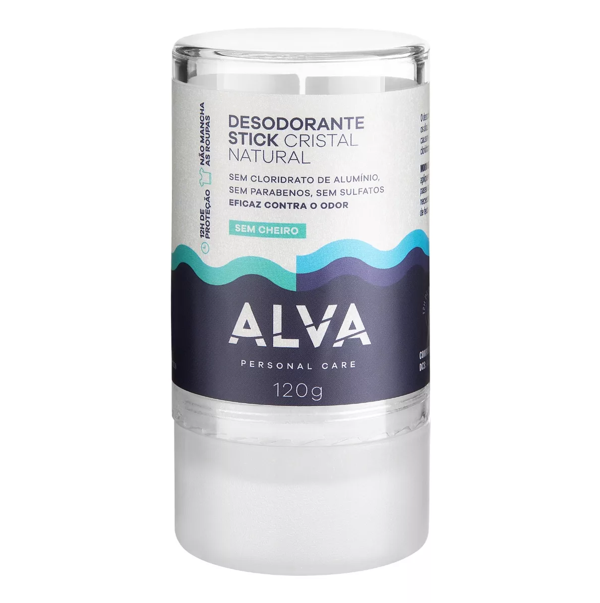 Desodorante Alva Stick Cristal Natural sem alumínio sem perfume 120g